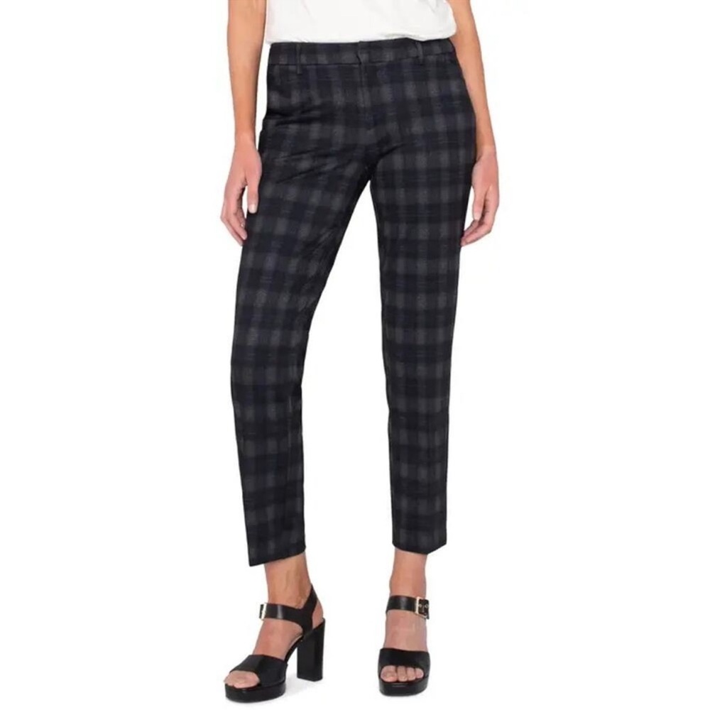 Kut Elyse Plaid Print Slim Straight Leg Stretch Trouser Pants Size 0P NWT New